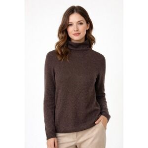 McDuff Essentials Cashmere Turtleneck Sweater‎ Womens M Brown Speckled Confetti